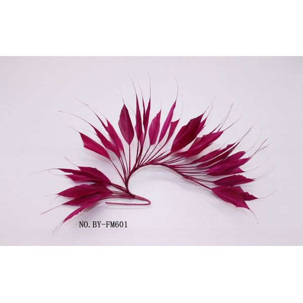 Dyed Millinery Supplies Stripped Goose Feather Flower Mount with Wire Accessory