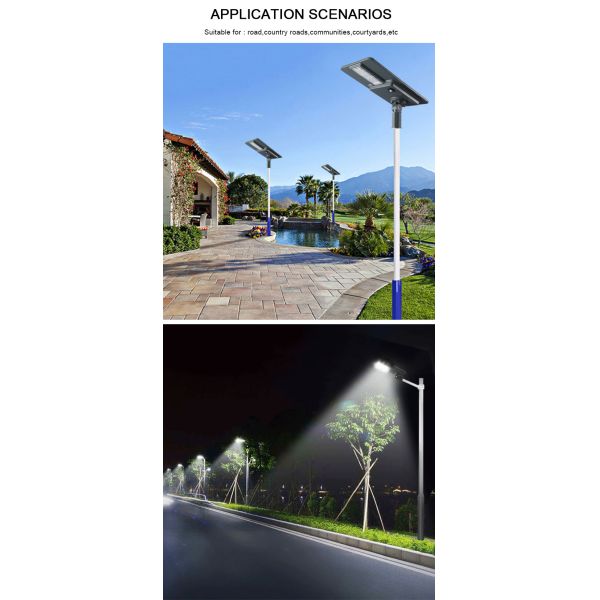 60mm Arrm Rod 6000K LED Solar Street Lights For Country Roads