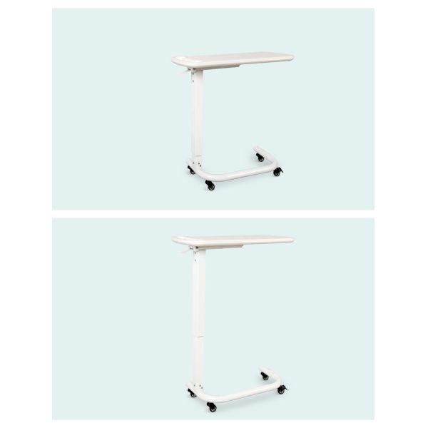 Factory Hospital Romm Furniture Movable Wooden Medical Service OverBed Table with Casters