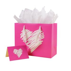 Custom Order Luxury Pink Heart Gift Jewelry Shopping Paper Bag for Valentine's