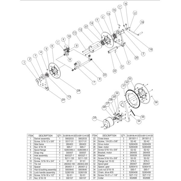 Heavy Duty 115 V AC Motor Driven 100 ft. Hose Reel,Steel / Customized Stainless Steel Water Cable Reels