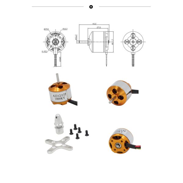 Rc small helicopter electric brushless motormulticopter outrunner 2212 1000kv