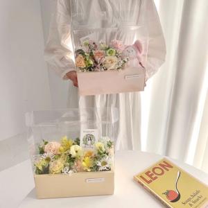 Custom Flower Gift Box with PVC Window and Ribbon Handle