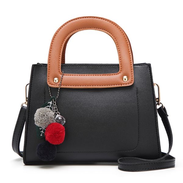 Buy Black Crossbody Soft Handle Pu Shoulder Bag With Scarf Tassel at wholesale prices