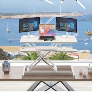 Manual Height Adjustable Desk Base Luxury White Wooden Home Office Standing Desk