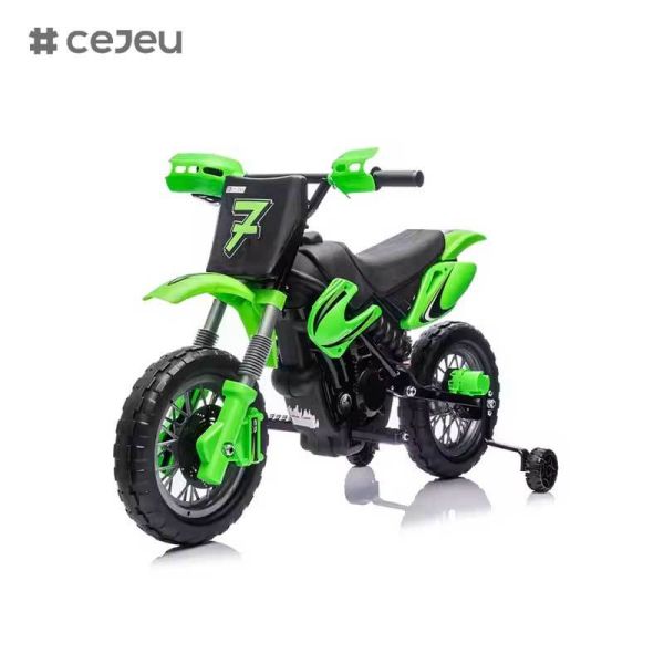 CJ-XB-8015 12V Battery Powered Motorcycle Electric Dirt Car for Kids Age 3-8 with Training Wheels Horn & Start Sound Certified En71