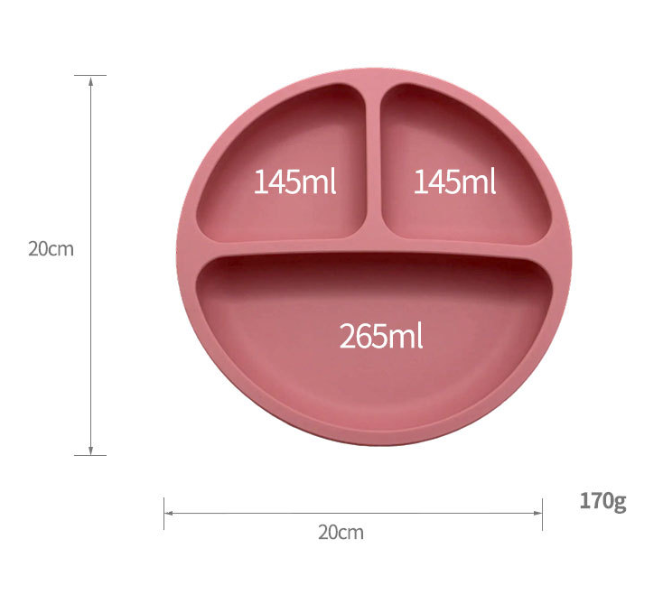 Silicone Feeding Set 3 Areas Food Grade Material Baby Bowl Plate with Suction Divided