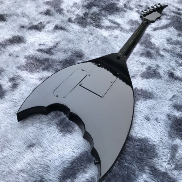 Custom black Bat 6-strings tremolo bridge electric guitar mahogany body black hardware