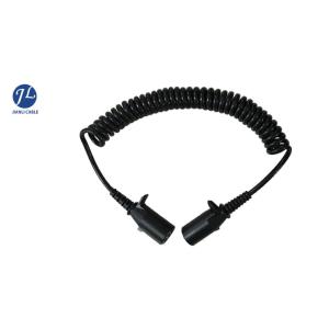 China Trailer Spring Coiled Electrical Cable With 7 Pin Power Signal Plug For 2 Channel on sale