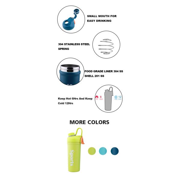 600ml Vacuum Flask Insulated Shaker Flask Hot Water Bottle Double Walled Travel Car Thermos Shake Cup