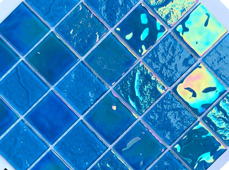Iridescent Mosaic Glass Pool Blue Swimming Pool Glass Mosaic Tile with Acid-Resistant