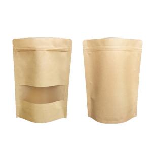 Resealable PE Kraft Paper Standup Pouch Bags Custom Printed With Window