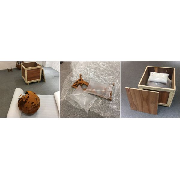 Phoenix Pattern Design Rusty Outdoor Metal Fire Ball in Corten Steel