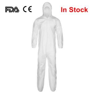 Long Front Zipper Disposable Protective Suit Elastic Waistband Cuffs Isolation