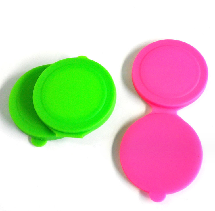 Modern Round Silicone Glass Cosmetic Double Side Fold Portable Makeup Pocket Mirror