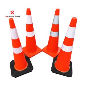 High Visibility 90CM 36" Height Black Base Traffic Cone for Road Safety Traffic