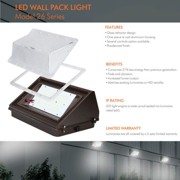 Ip65 Solar Outdoor Wall Lights 70w LED Wall Pack Lights For Parking Lot