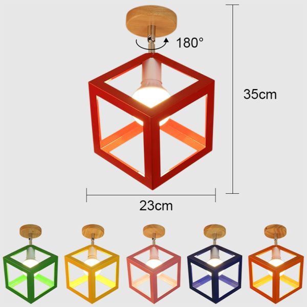 E27 Led Ceiling Light Industrial Nordic Modern Ceiling Lamp for Living Room Bedroom Decor Wood Cube Earth Lamp(WH-WA-58)