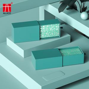 Blue Yellow Rigid Cardboard Sliding Drawer Gift Boxes Customized Printing