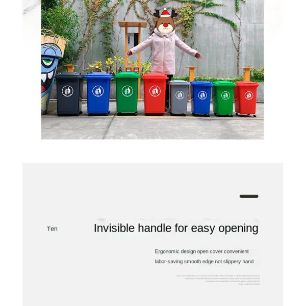 Outdoor Environmental protection Household Kitchen Large square Sanitation Commercial Plastic Classification Bucket with Lid