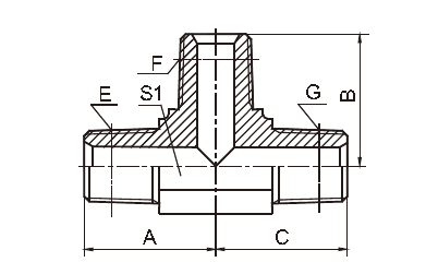 Custom BSP Thread Adapter / Male Hydraulic Hose Tee Fittings 1BN9