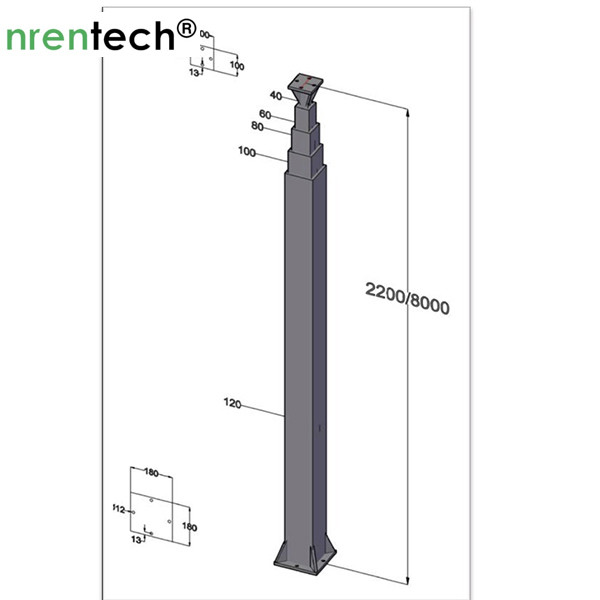 8m galvanized crank telescopic mast- NR-G2200-8000