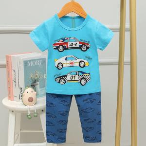 5% Spandex Short Sleeve Long Pants Children'S Pajamas Sets Cartoon Pj Set 100cm