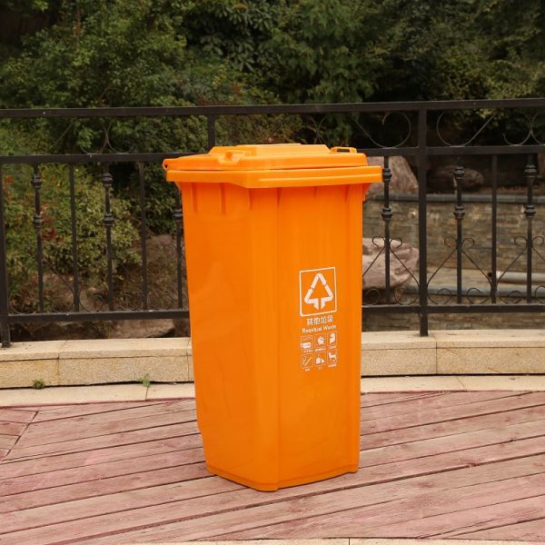 Modern 90L 23 Gallon Park Street Outdoor Plastic Rectangular Wheeled Recycling Bin Trash Can