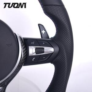 Black Perforated Smooth Leather BMW Steering Wheel Carbon Fiber