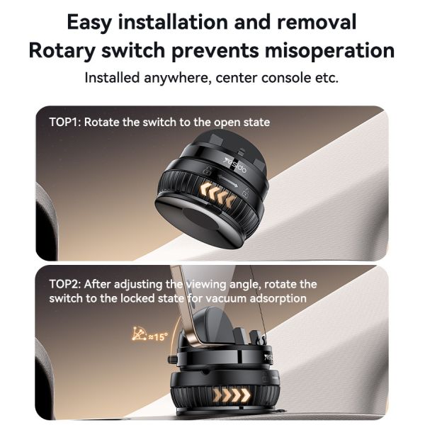 Yesido 360 Rotation Dashboard Phone Holder with One-touch Locking for 4.6/6.7 Inches Phones and 124G Weight