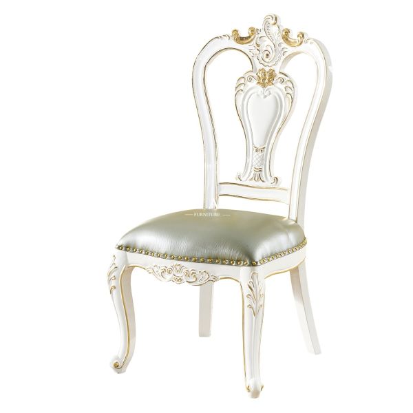 Buy French Style Elegant White Wooden Leather Dining Chair at wholesale prices