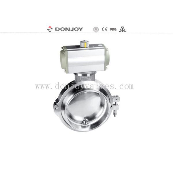 Buy Hygienic single acting  pneumatic powder clamp butterfly valve small torque at wholesale prices