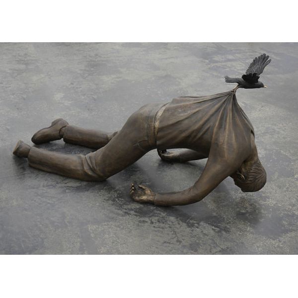 Buy Surprisingly Bronze Statue Metal Man Gravity - Defying Sculpture Artists at wholesale prices