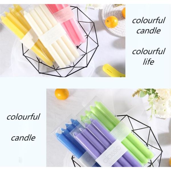 European Colored Long-Rod Candle Holiday Decoration Power Failure Emergency Classic Long Lasting Burning Thin Taper