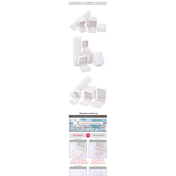 Plain White PU Leather Jewelry Box , Leather Jewelry Case For Ring Pendant Bracelet