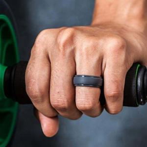 Silicone Wedding Ring for Men Step Edge Sleek Design 4 Packs Singles Moulding