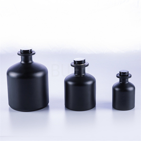 Buy Home Decoration Glass Aroma Diffuser Bottle Frosted Black Glossy Anodizing at wholesale prices