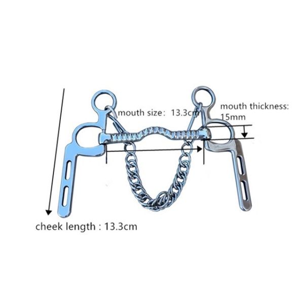 Polished Finish Stainless Steel Elbow Bit with Low Port Mouth and Hooks Curb Chain