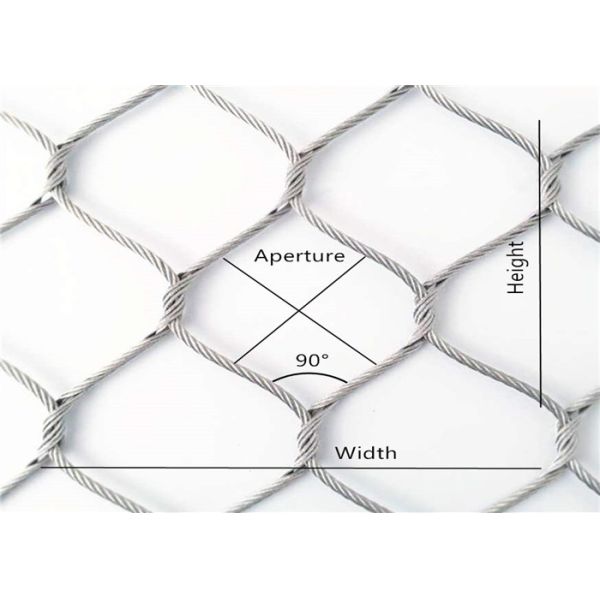 SS316 Knotted Type Woven Wire Rope Mesh For Wildlife Parks
