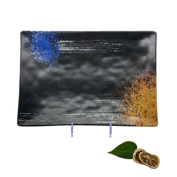 Buy OEM Home Rectangle Melamine Plates Melamine Matte Black Kitchen Plates at wholesale prices