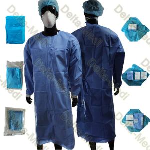 China 45g SMS Reinforced Disposable Medical Gowns With Hand Towel And Wrap on sale