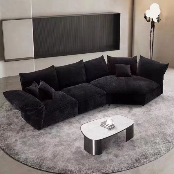 Buy Petal Black Velvet Sofa Italian Hotel Villa Living Room Fabric Alien Sofa at wholesale prices