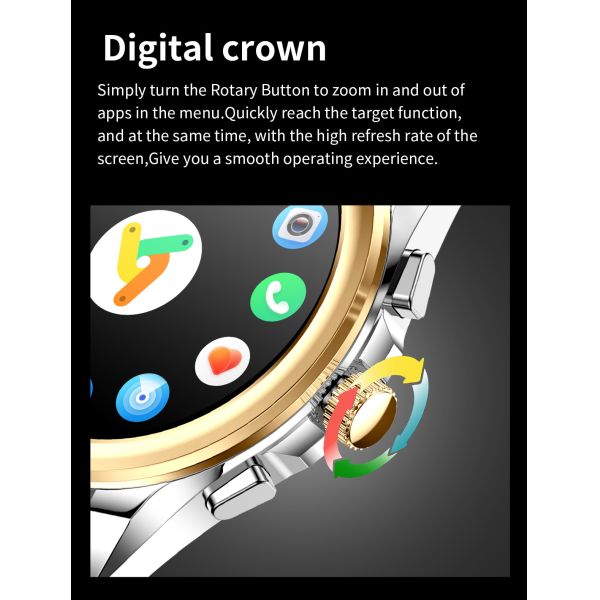 All Metal Amoled Bluetooth Calling Smartwatch Sports Mode Round Shape