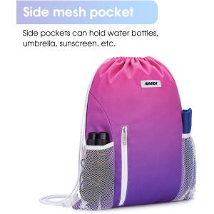 Water Resistant Drawstring Backpack Bag Sport Gym Sackpack With Mesh Pockets