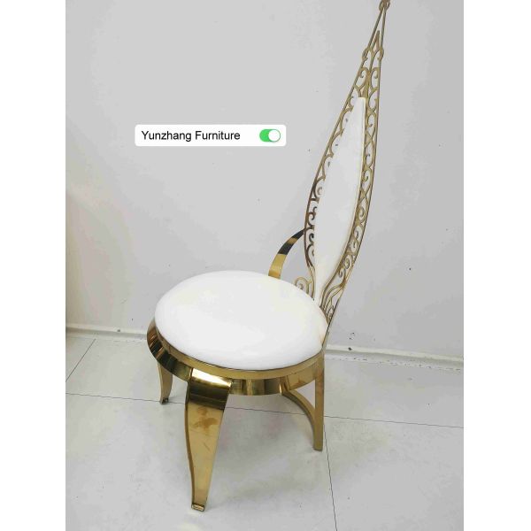 Gold Stainless Steel Commercial Wedding Banquet Chair Leather Velvet