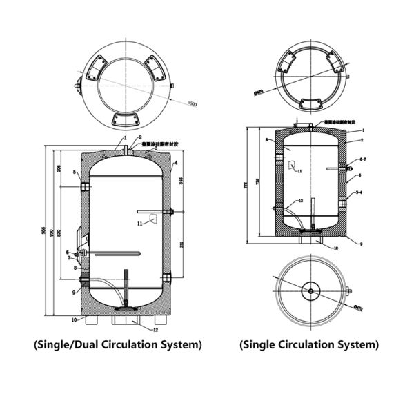 200 Liter Air Energy Buffer Water Tank For Heating And Hot Water Supply