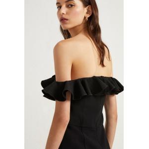 Fashion Black Off Shoulder Dress Sexy Ladies Ruffle