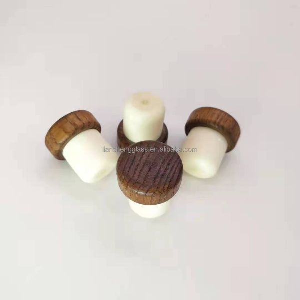 Non Spill Sealing Plug Cap Synthetic Cork Wooden Top Aluminum Metal Wine Bottle Cork
