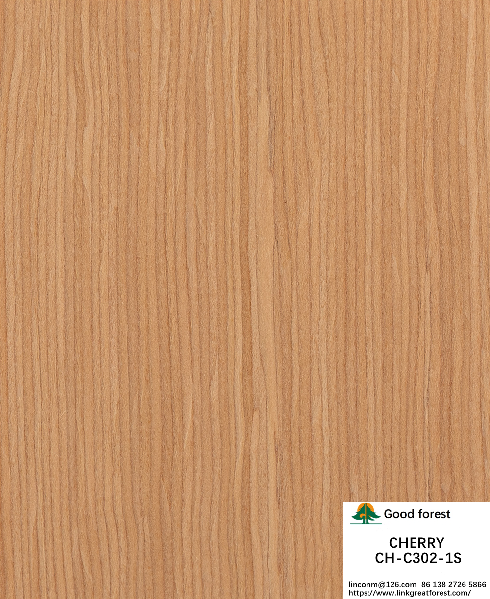 Cherry Wood Veneer Fancy Panels Straight Grain 0.18-0.6mm Thickness Customized For Hotel Decoration CH-302-1S/729S/1149S/1509S