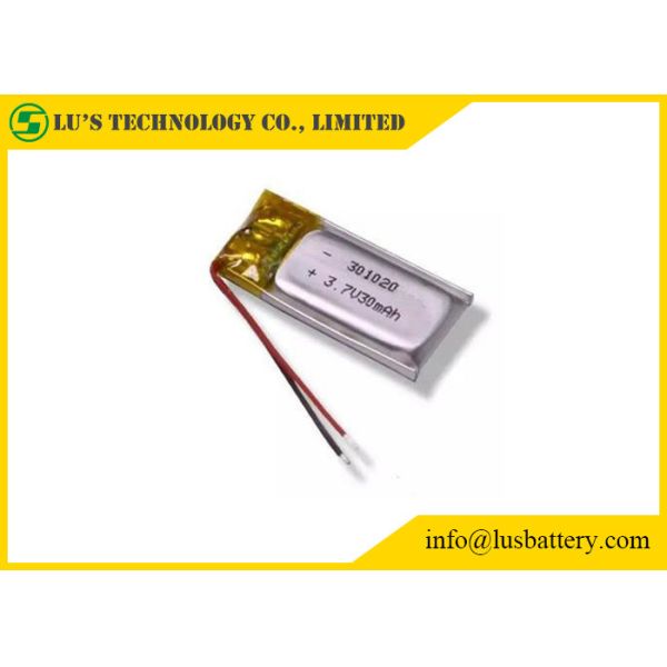 Buy LP301020 30mah Rechargeable Lithium Polymer Battery No Leakage No Fire at wholesale prices